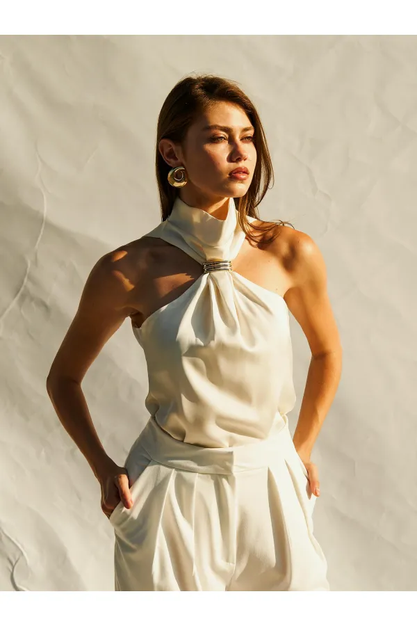 071773 Buckled Satin Blouse 071773 Buckled Satin Blouse