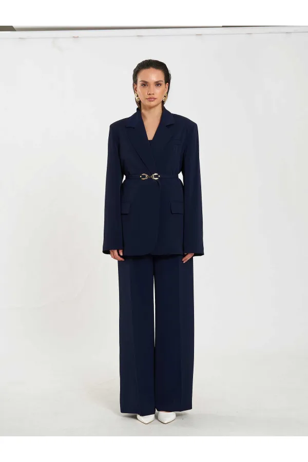 131060 Kemer Detaylı Oversize Ceket