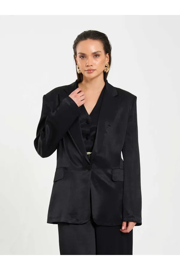 131055 Tek Düğme Oversize Ceket