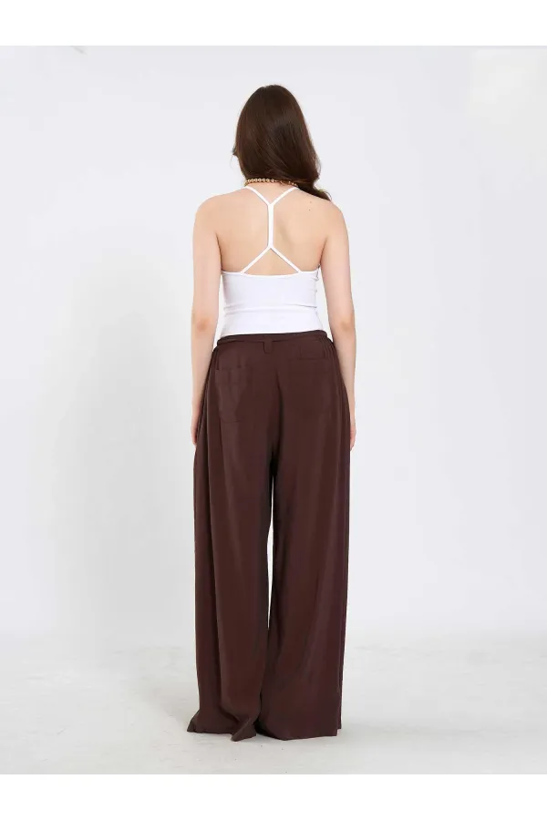 031678 Beli Lastik Detaylı Belden Bağlamalı Pantolon 031678 Beli Lastik Detaylı Belden Bağlamalı Pantolon