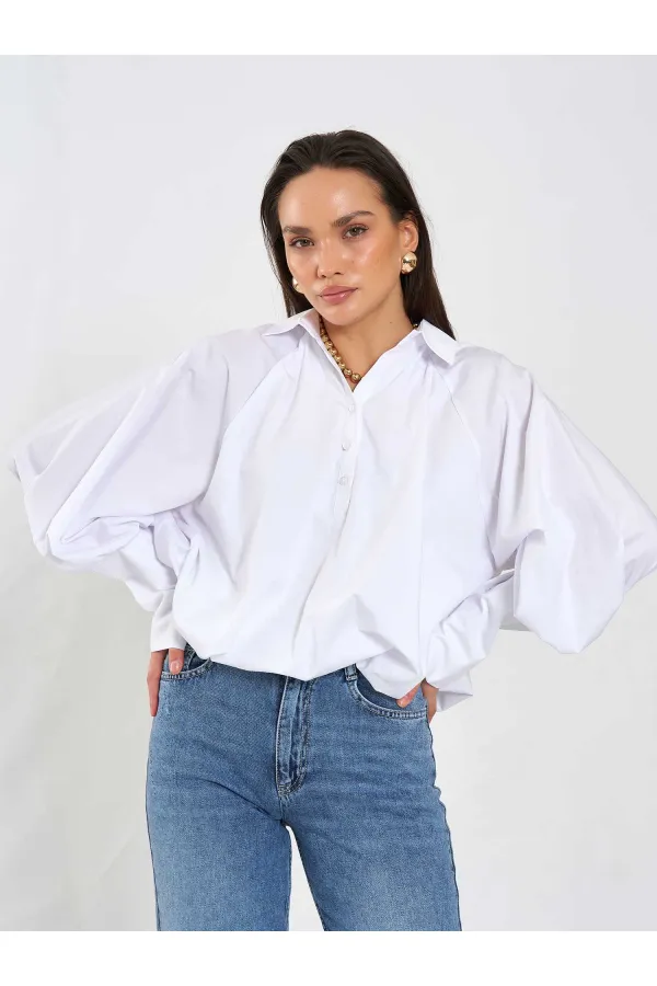 080795 Balon Poplin Gömlek