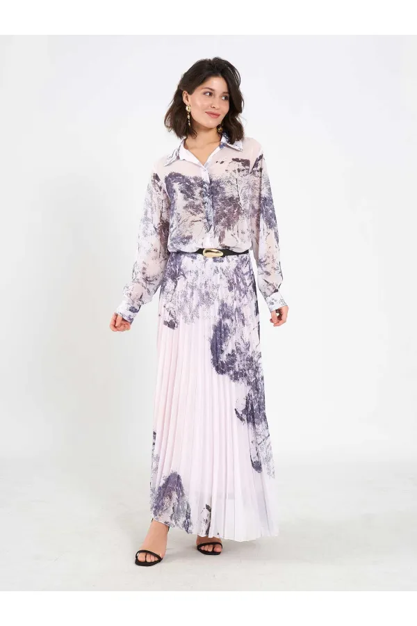 Jupe plissée effet aquarelle 041189