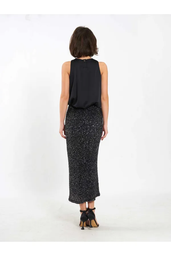 041185 Sequined Midi Skirt