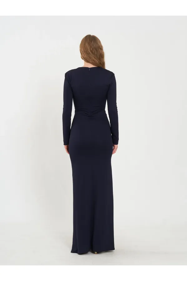 111694 Long-Sleeved Dress with Slit