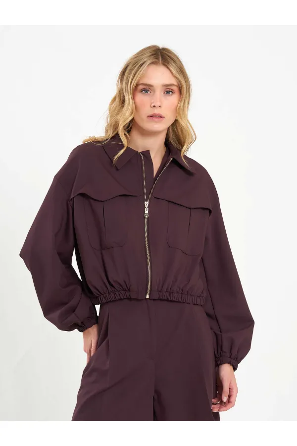 160896 Veste bomber à fermeture éclair frontale