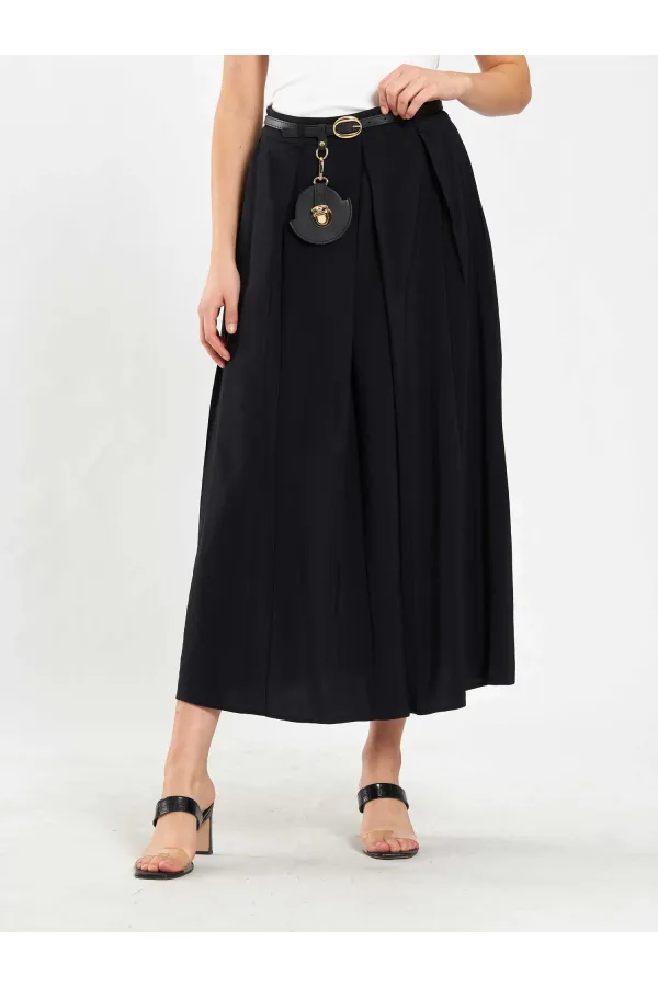 041164 A Pleated Belted Midi Skirt