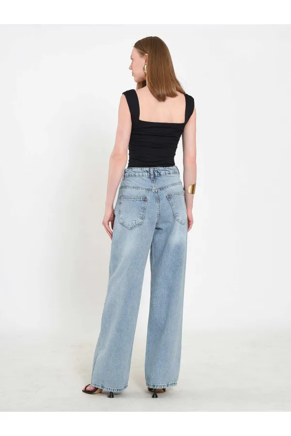 031668 Wide Leg Denim Trousers