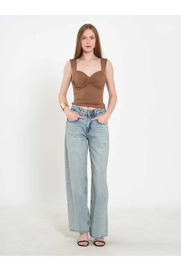 071926 Draped Front Knitted Blouse