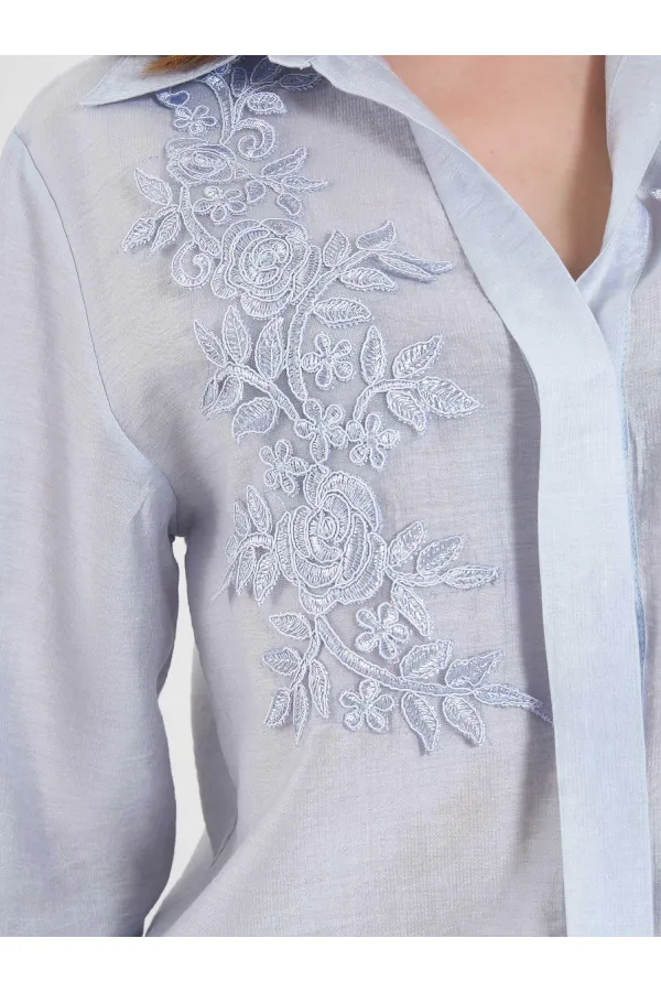 080820 Tencel Shirt with Lace Details