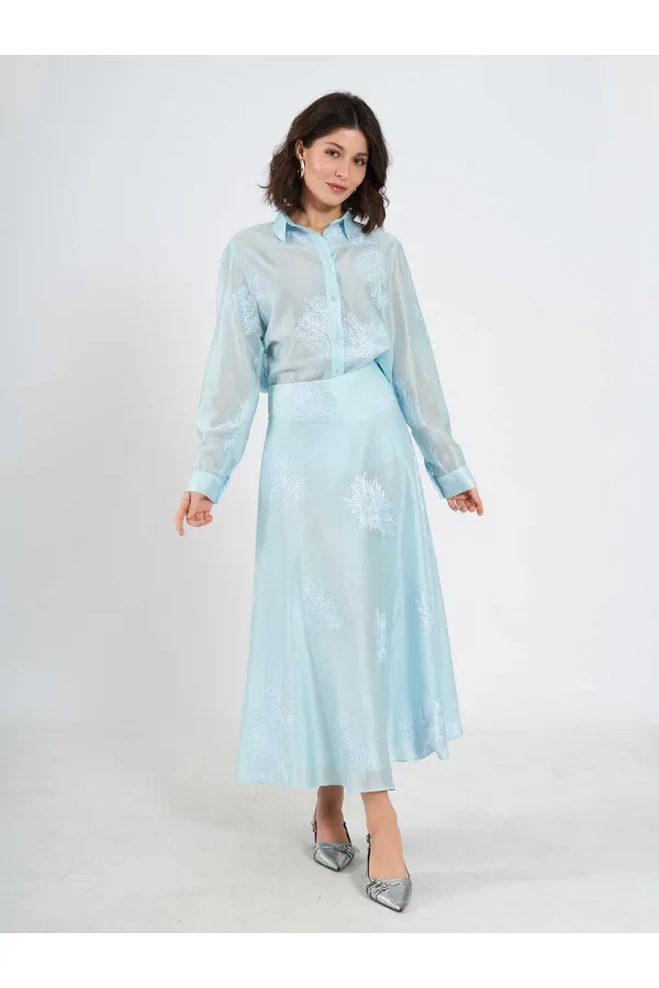 Jupe midi à volants 041192