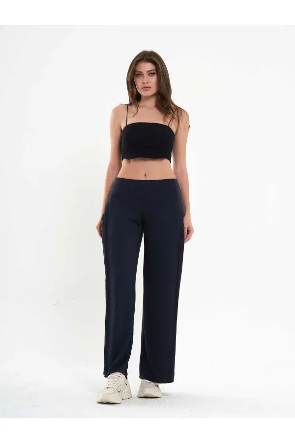 031595 Wide Leg Trousers with Side Pleats