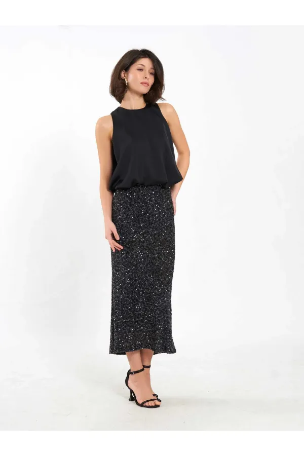041185 Sequined Midi Skirt