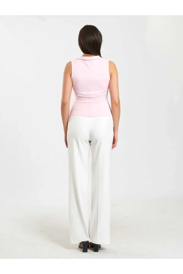 071894 Önü Fermuarlı Örme Kolsuz Body