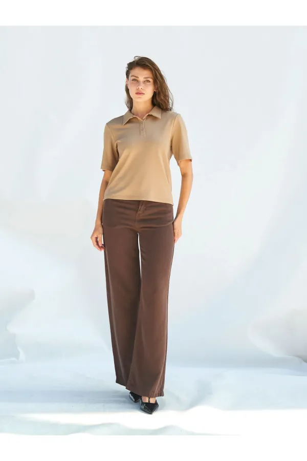 071824 Vatkalı Polo Yaka Bluz