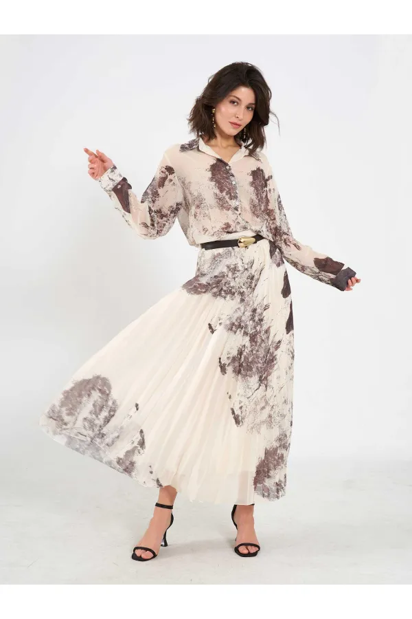 080813 Watercolor Effect Chiffon Shirt