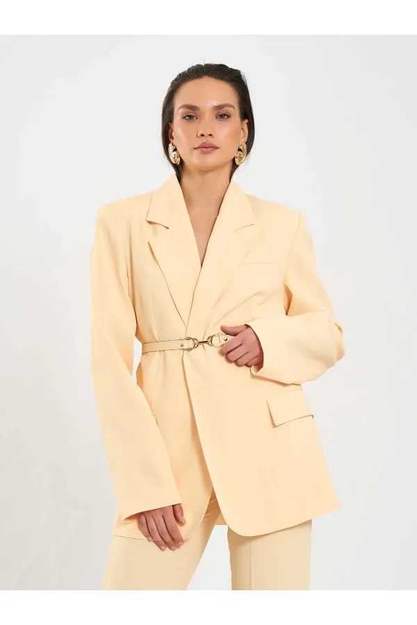 131060 Kemer Detaylı Oversize Ceket