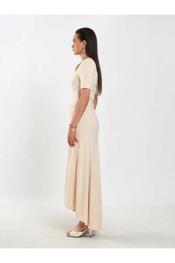 111693 Crew Neck Short Sleeve Basic Dress