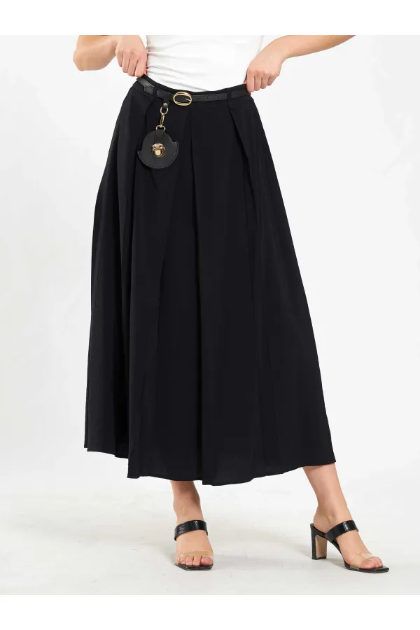 041164 A Pleated Belted Midi Skirt