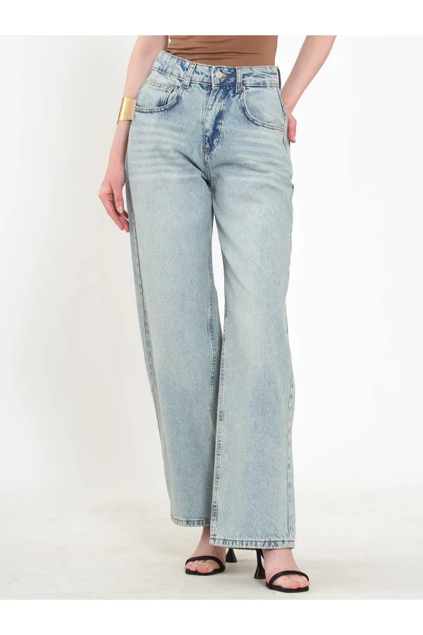 031668 Wide Leg Denim Trousers