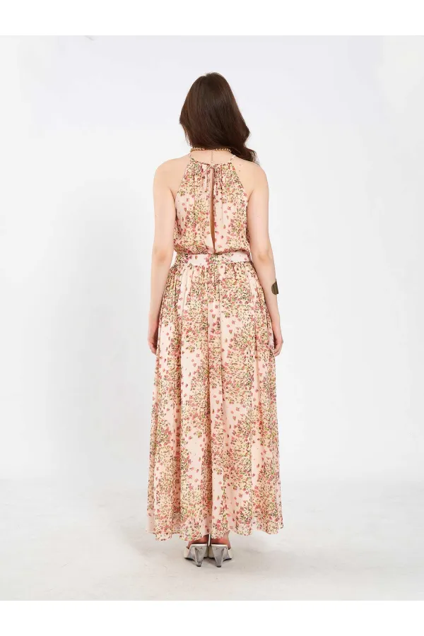 111745 Long Chiffon Dress with Backless Design 111745 Long Chiffon Dress with Backless Design