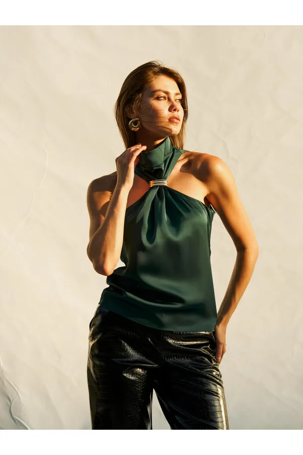 071773 Buckled Satin Blouse