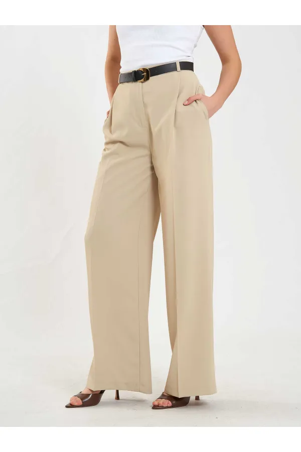 031655 Tek Pileli Düz Paça Pantolon