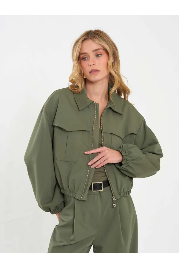 160896 Veste bomber à fermeture éclair frontale