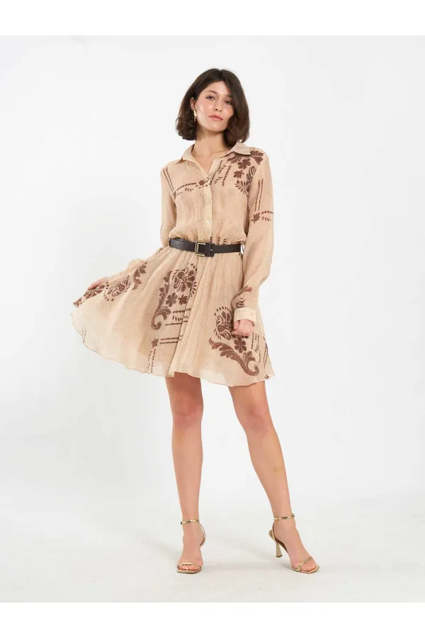 Robe à motifs 111713 avec taille élastique