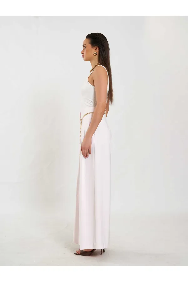 031641 Double Pleated Trousers with Trim