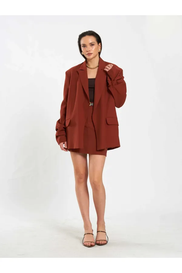 131046 Oversize Kolları Pileli Ceket