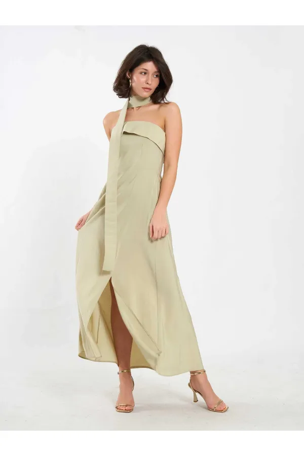 111706 Strapless Dress with Slit