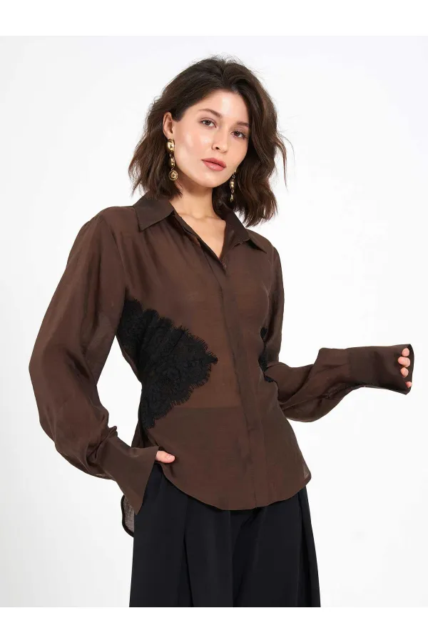 080812 Dantel Detaylı Gömlek