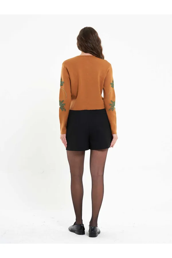 150525 Palm Tree Beaded Cardigan