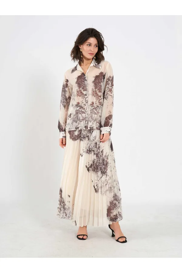 080813 Watercolor Effect Chiffon Shirt