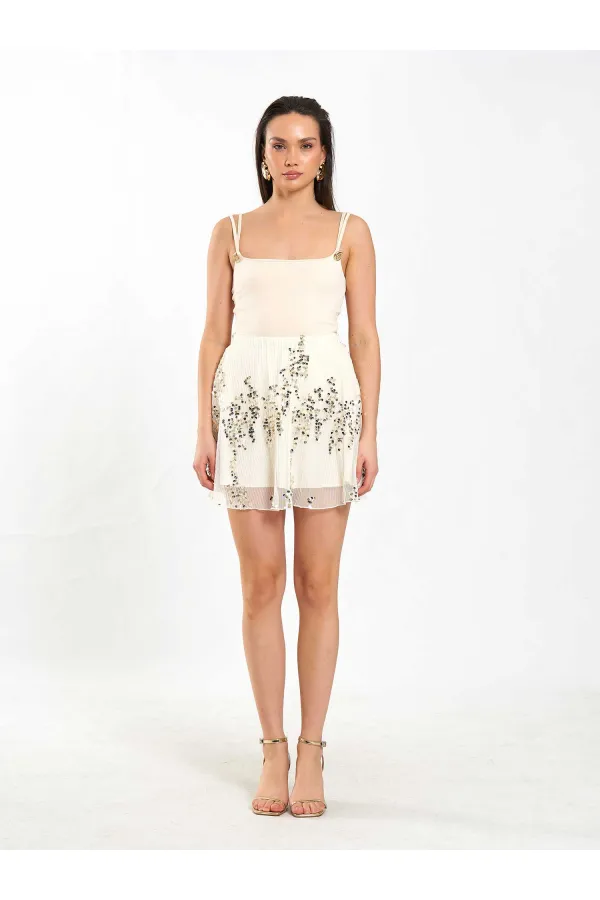 041183 Elastic Waist Sequin Skirt