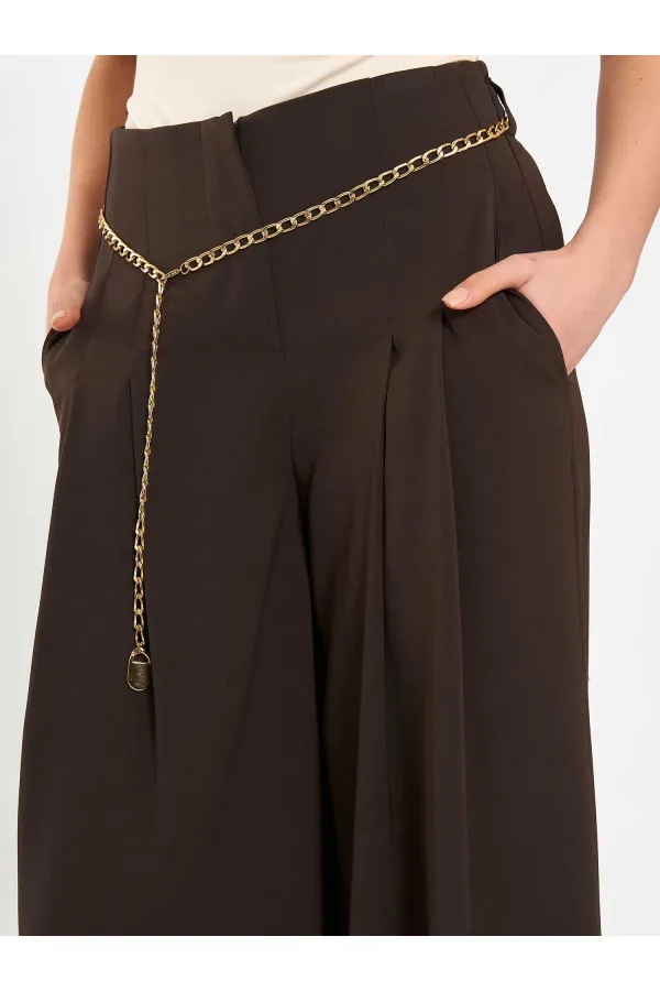 031641 Pervazlı Çift Pile Pantolon