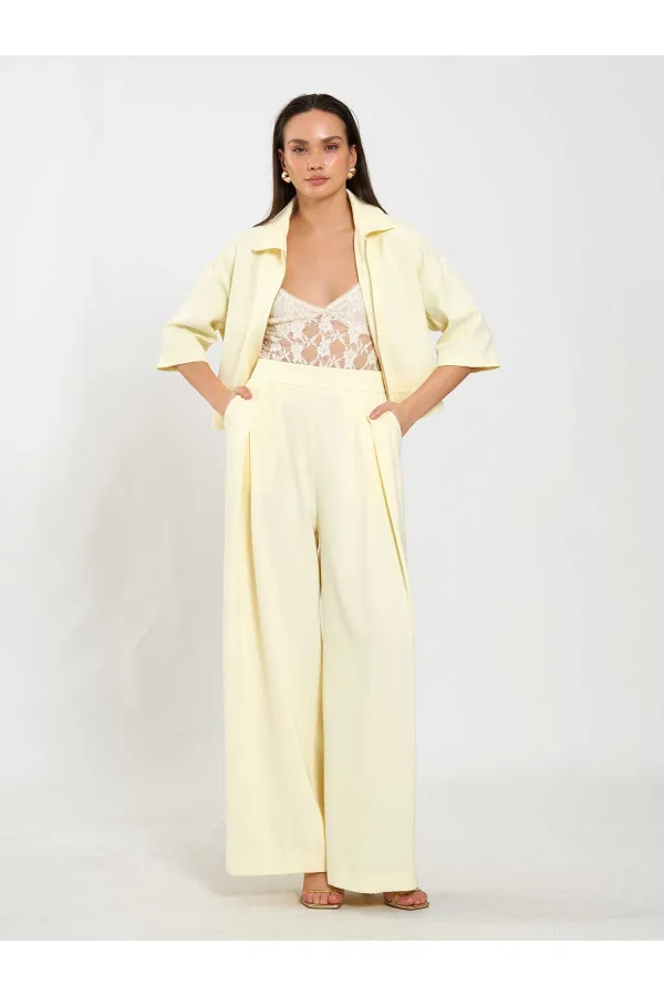 031635 A pileli Bol Paça Pantolon