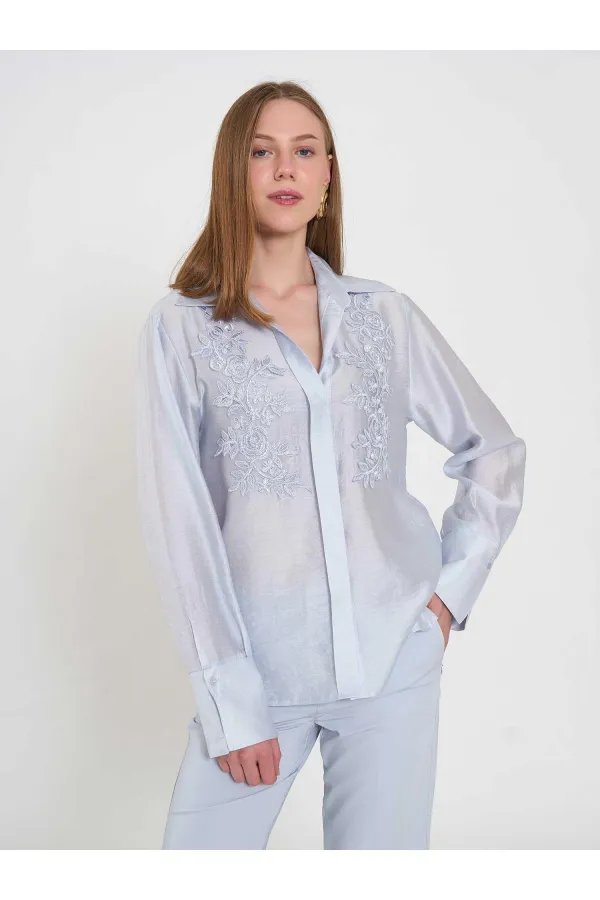 080820 Tencel Shirt with Lace Details