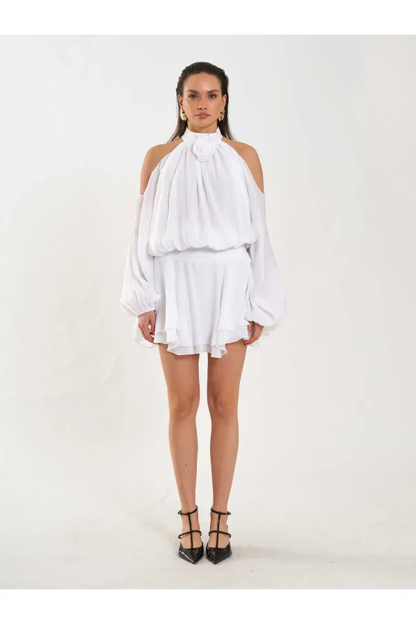 041182 Beli Nervürlü Mini Etek