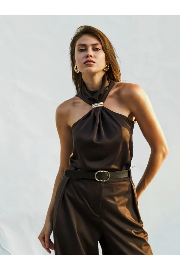 071773 Buckled Satin Blouse