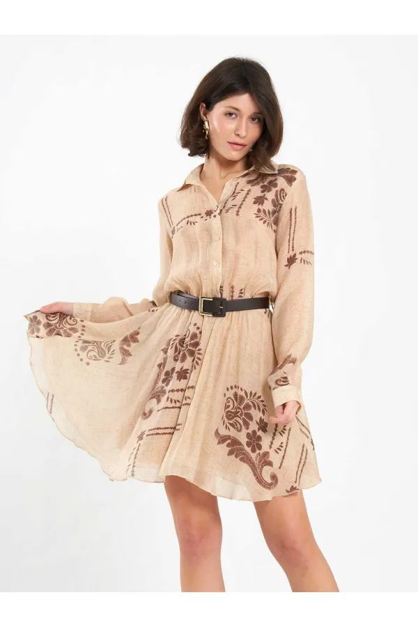 Robe à motifs 111713 avec taille élastique