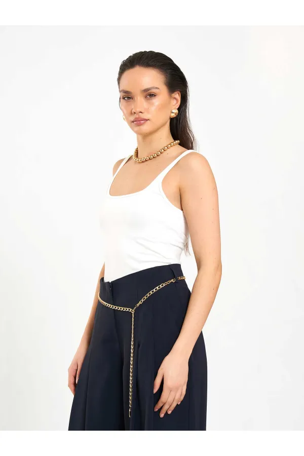 060332 U-Neck Slim Collar Tank Top