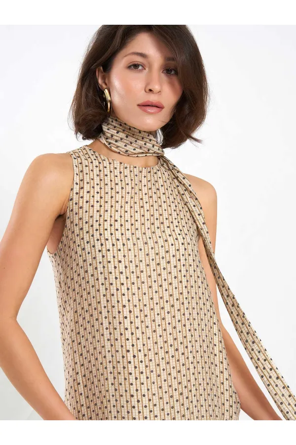 111709 Long Polka Dot Shawl Dress