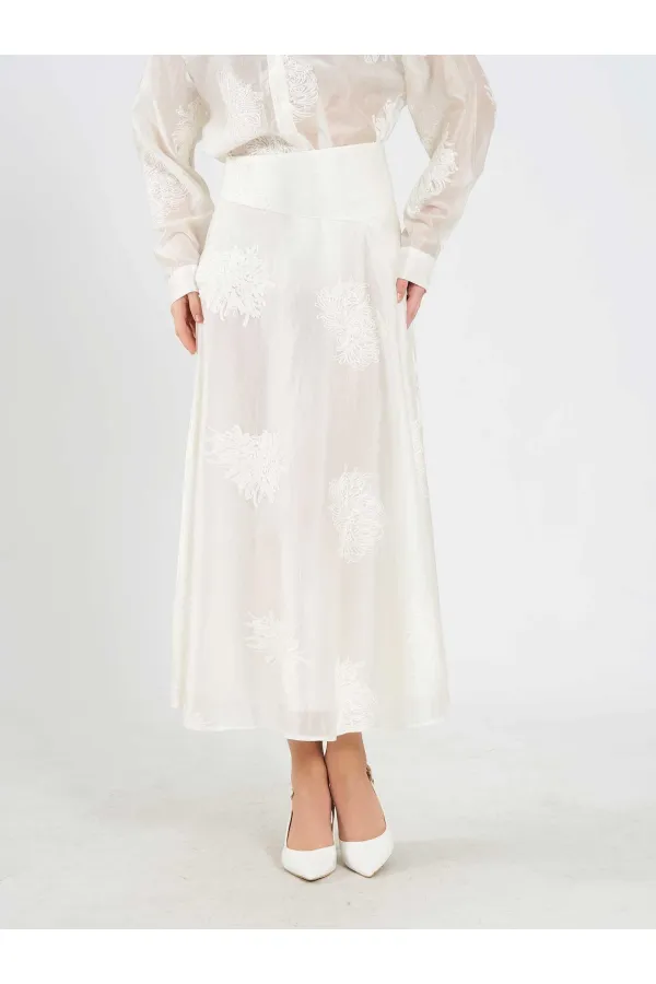 Jupe midi à volants 041192