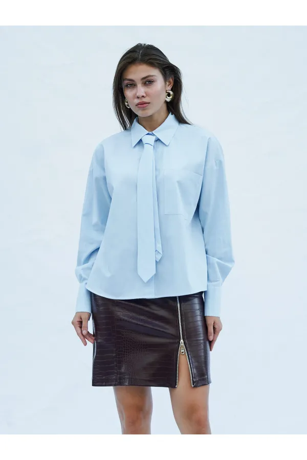 080733 Kravatlı Tek Cep Gömlek