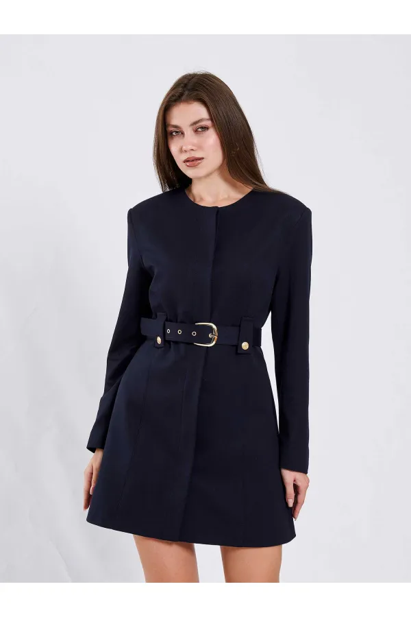 111640 Kendinden Kemerli Mini Elbise