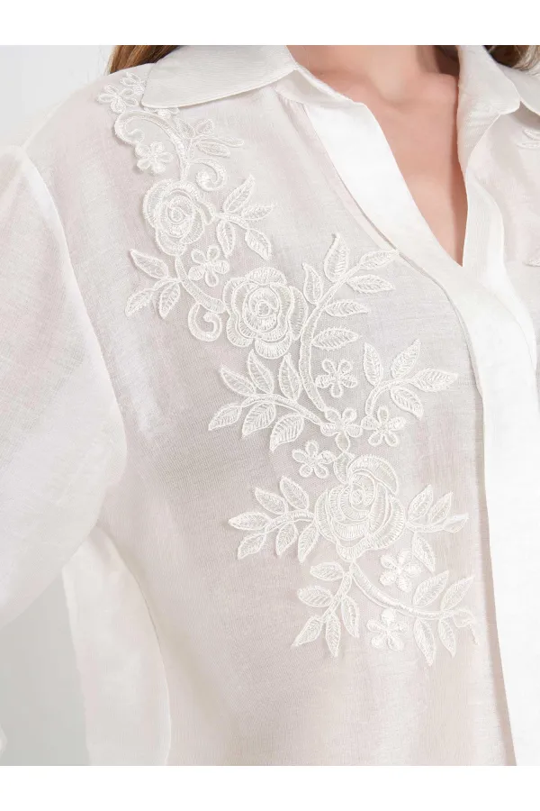 080820 Tencel Shirt with Lace Details