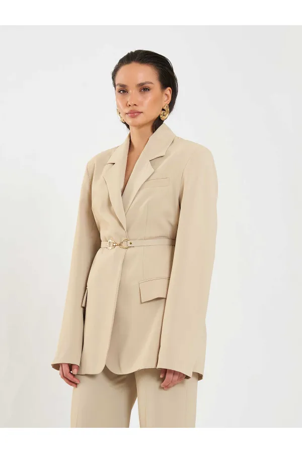 131060 Kemer Detaylı Oversize Ceket