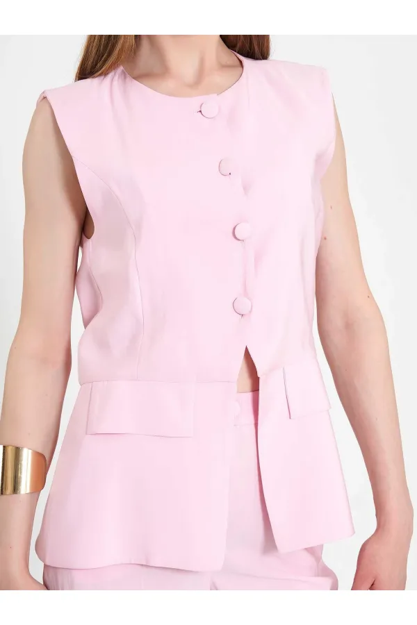 120732 Vest with Ruffled Hem