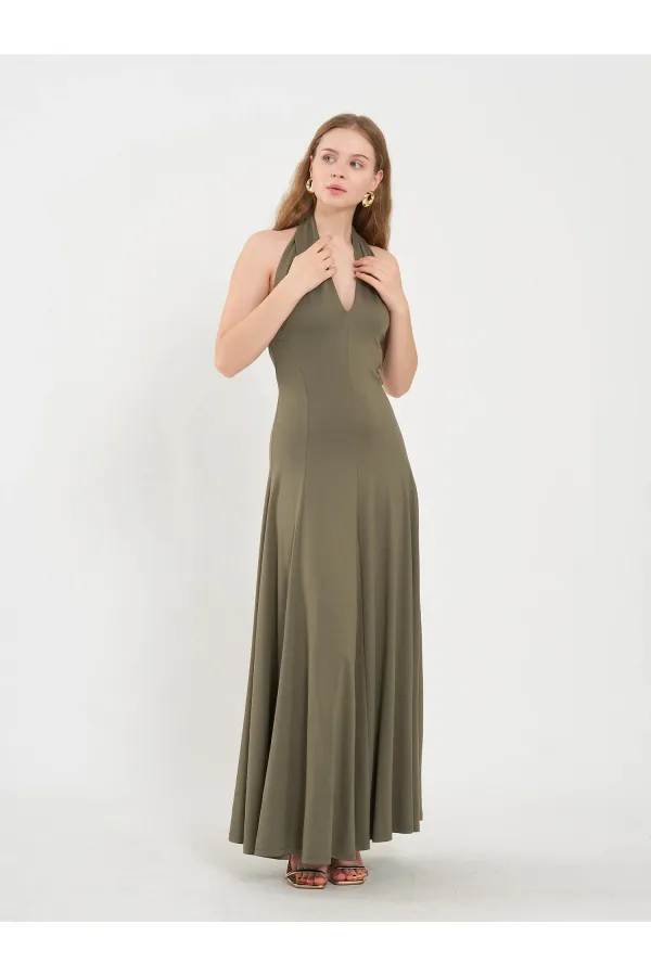 111684 Sırt Dekolteli Midi Elbise